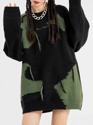 Makersluxe® - Star Jacquard Fringed Knitted Sweater
