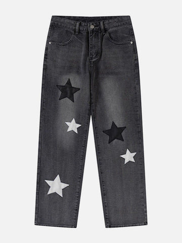 Makersluxe® - Star Patchwork Collision Color Jeans