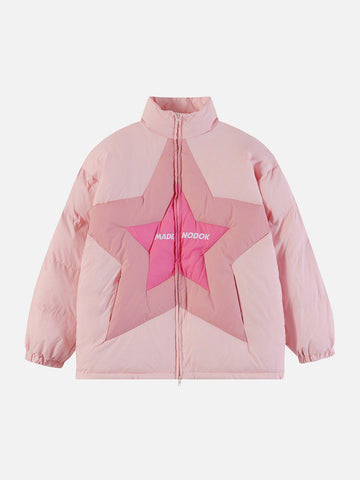 Makersluxe® - Star Patchwork Gradient Winter Coat