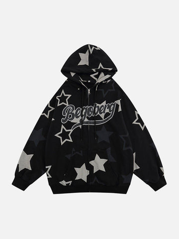 Makersluxe® - Star Print Zipper Hoodie