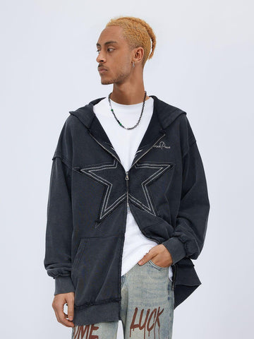Makersluxe® - Star Washed Zip-up Hoodie