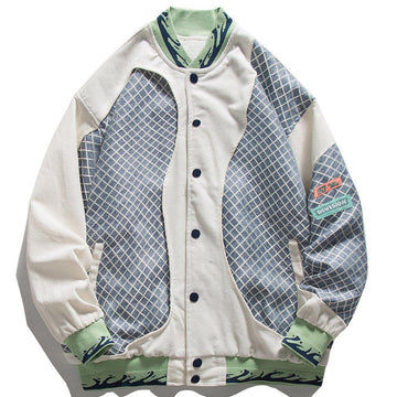 Makersluxe® - Stitch Checkerboard Varsity Jacket