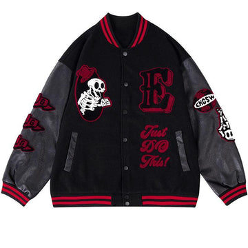 Makersluxe® - Streetwear Baseball Jacket Skateboard Skeleton