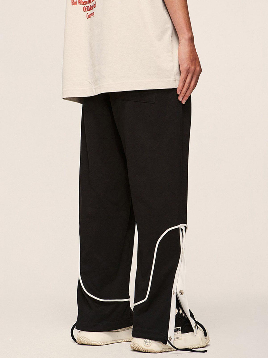 Makersluxe® - Stripe Buckle Drawstring Sweatpants