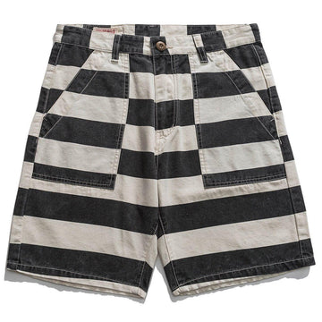Makersluxe® - Striped Workwear Casual Shorts