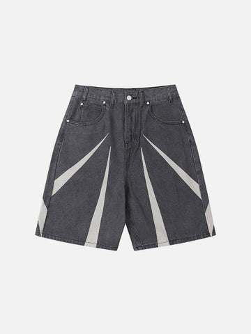 Makersluxe® - Tapered Patchwork Denim Shorts