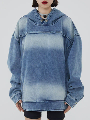 Makersluxe® - Tie Dye Hooded Denim Winter Coat