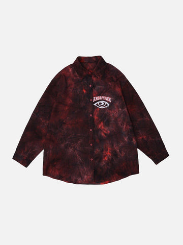 Makersluxe® - Tie Dye Letter Print Long Sleeve Shirt