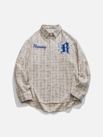 Makersluxe® - Trellis Letter Embroidery Long Sleeve Shirts