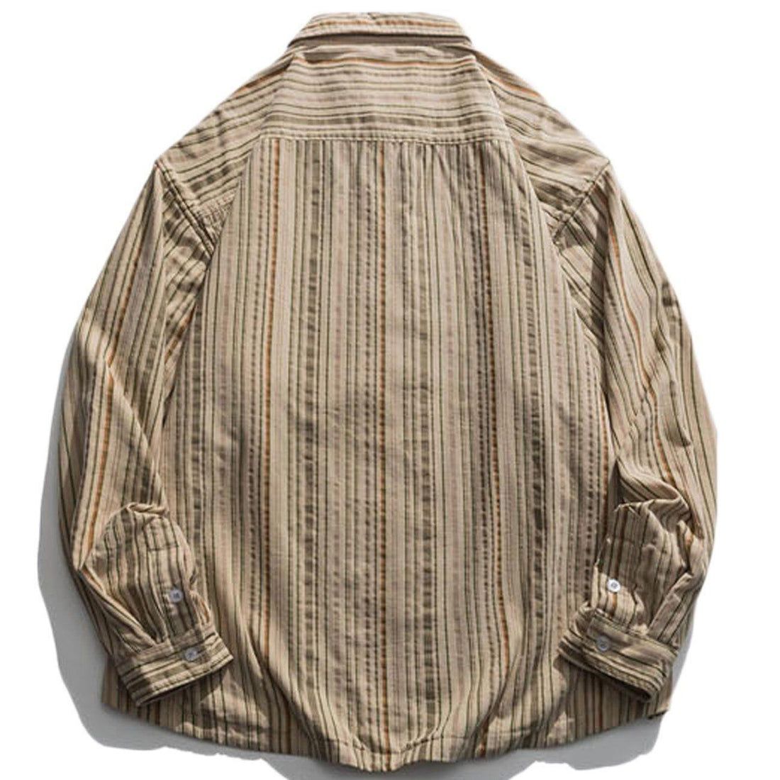 Makersluxe® - Vertical Stripes Plus Fleece Long-sleeved Shirt