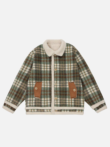 Makersluxe® - Vintage Check Sherpa Coat