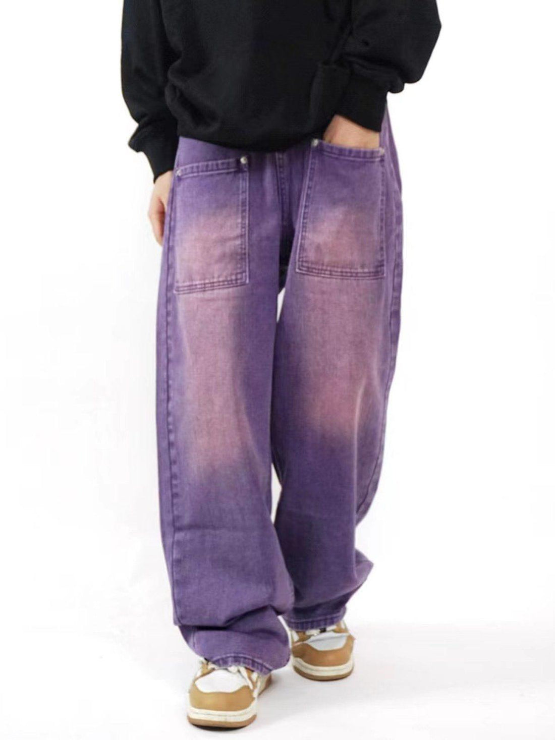 Makersluxe® - Vintage Distressed Large Pocket Jeans