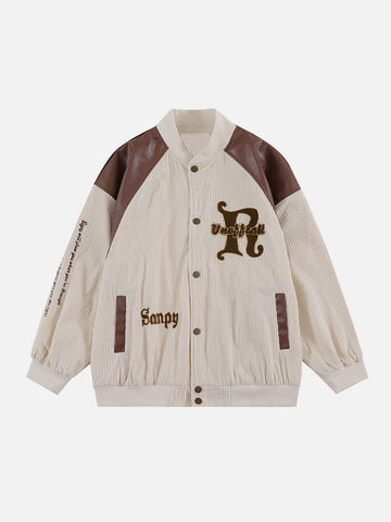 Makersluxe® - Vintage Gothic Letters Varsity Jacket