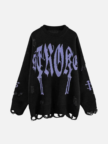 Makersluxe® - Vintage Gothic Ripped Sweater