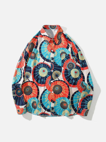 Makersluxe® - Vintage Oil Painting Long-Sleeved Shirt