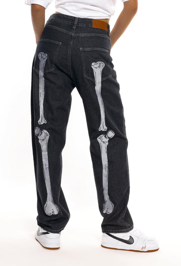 Makersluxe® - Vintage Skull Bone Embroidery Jeans