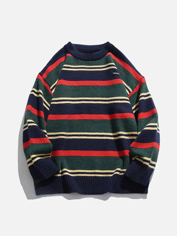 Makersluxe® - Vintage Stripe Patchwork Sweater