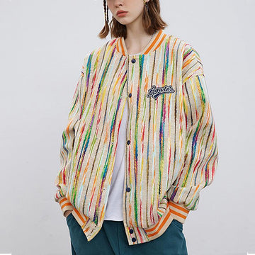 Makersluxe® - Vintage Striped Woolen Jacket