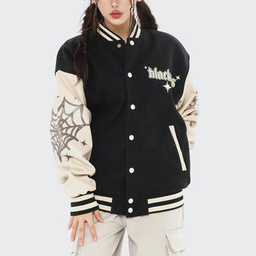 Makersluxe® - Vintage Varsity Jacket Spider Web Print