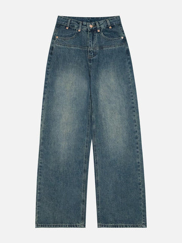 Makersluxe® - Washed Wide Leg Jeans