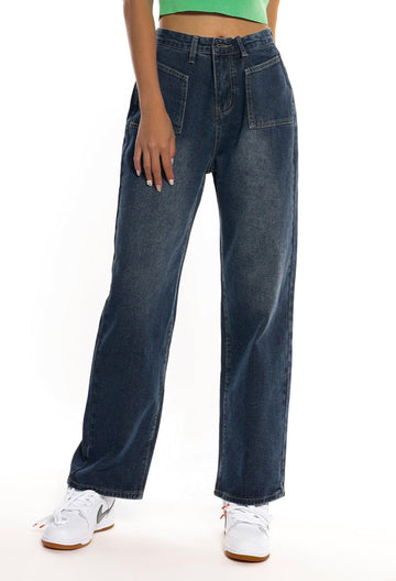 Makersluxe® - Wide Leg Straight Jeans