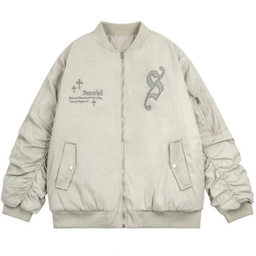 Makersluxe® - Winter Bomber Jacket Coat Cross Patch