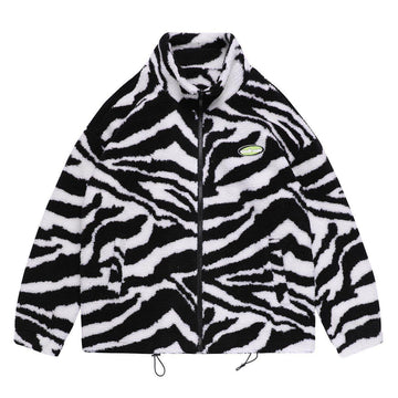 Makersluxe® - Zebra Pattern Sherpa Jacket