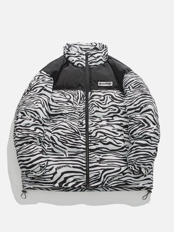 Makersluxe® - Zebra Print Down Coat
