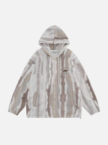 Makersluxe® - Zebra Print Sherpa Hooded Winter Coat