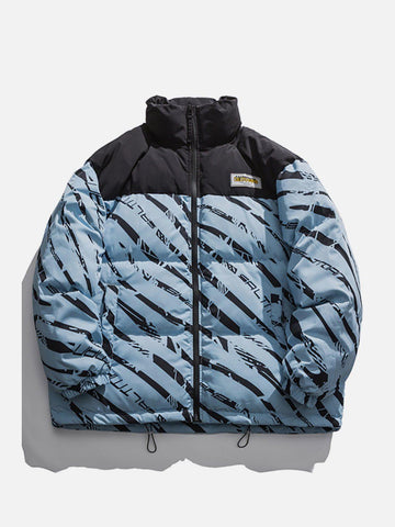 Makersluxe® - Zebra Print Splicing Winter Coat