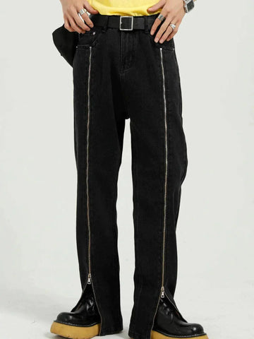 Makersluxe® - Zippered Straight-Leg Jeans