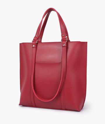 Maroon double-handle tote bag