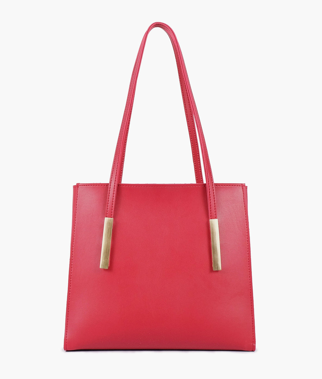 Maroon zipper shoulder bag with long handle