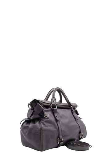 Vitello Lux Bow Satchel Grey
