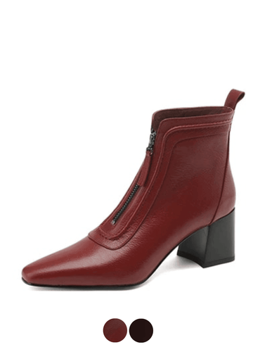 Makersluxe Shoes Pili Women's Genuine Leather Square Toe Boots