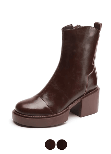 Makersluxe Shoes Andy Women's Square Heel Leather Boots
