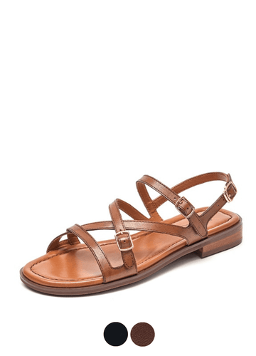 Makersluxe Shoes Shantal Women's Genuine Leather Cross Strap Sandals