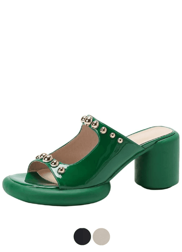 Makersluxe Shoes Vicenta Women's Rivet Patent Leather Sandals