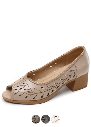 Makersluxe Shoes Lucrecia Women's Leather Hollow Sandals