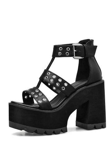 Makersluxe Shoes Dina Women's Black Platform Sandal