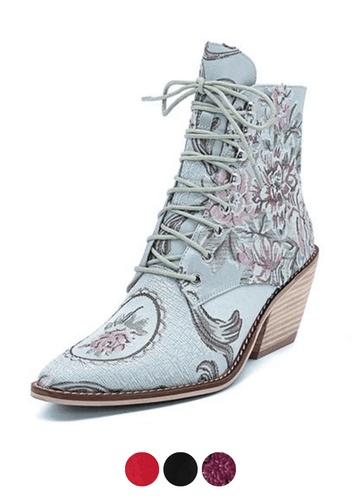 Makersluxe Shoes Briana Women's Embroidered Flowers Boots
