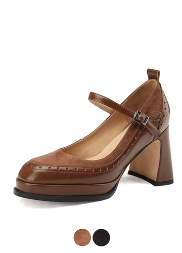 Makersluxe Shoes Alma Women's Brogue Leather Pumps
