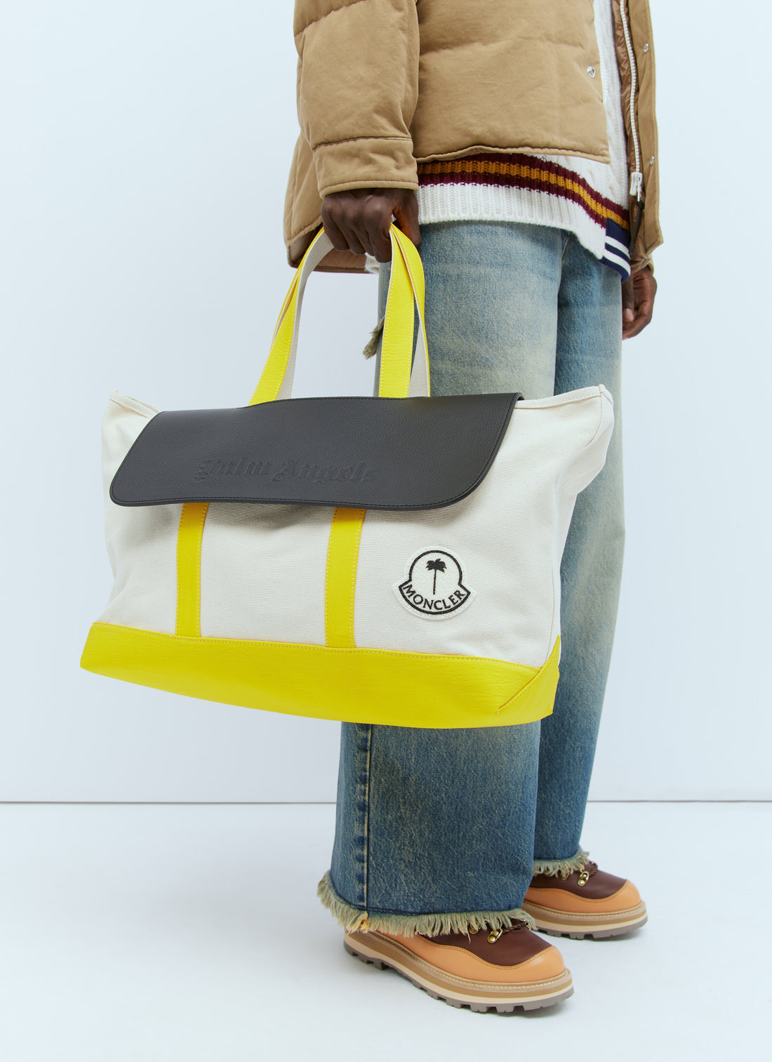 Moncler X Palm Angels Men Logo Patch Canvas Tote Bag