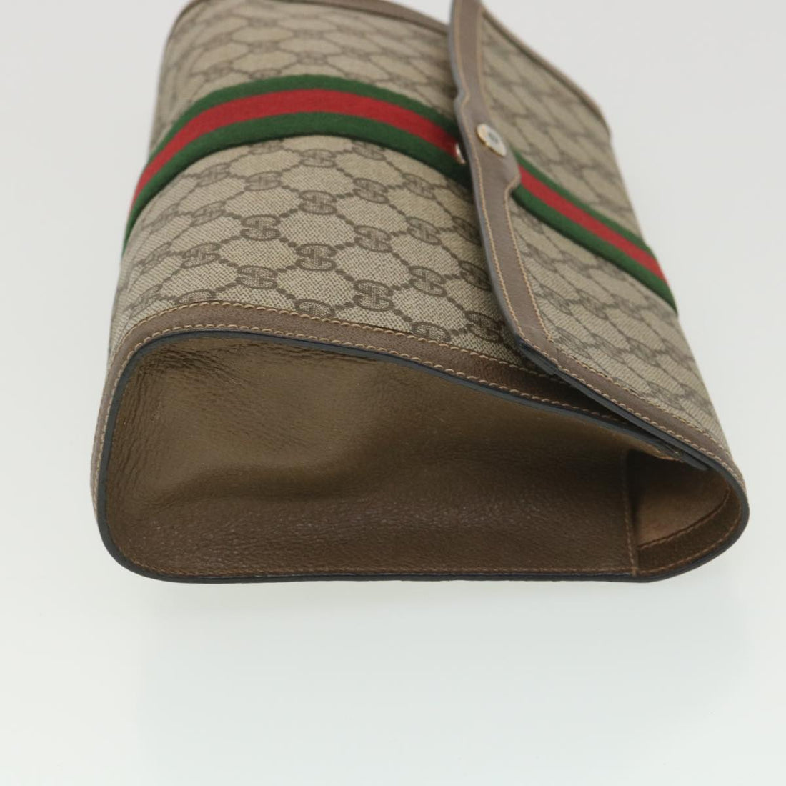 GUCCI GG Canvas Web Sherry Line Clutch Bag Beige Red Green 89.01.007 ny216