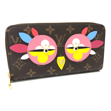LOUIS VUITTON Long Wallet Purse M62414 Monogram canvas Brown Monogram Lovely Bird Zippy wallet Women Used