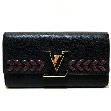 LOUIS VUITTON Folded wallet M62076 Taurillon Clemence Leather black Taurillon Clemence Portefeuille Capsine Women Used