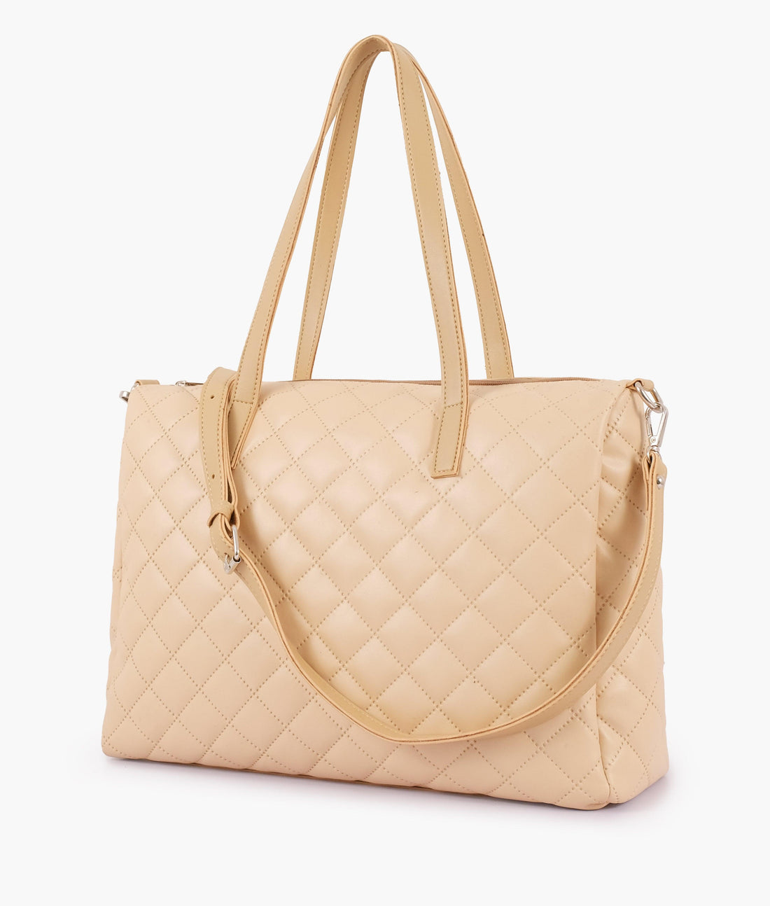 Off-white quilted carryall tote bag