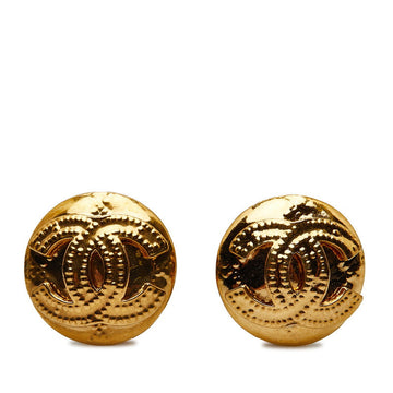 Chanel Vintage Coco Mark Round Earrings Gold Plated Women's