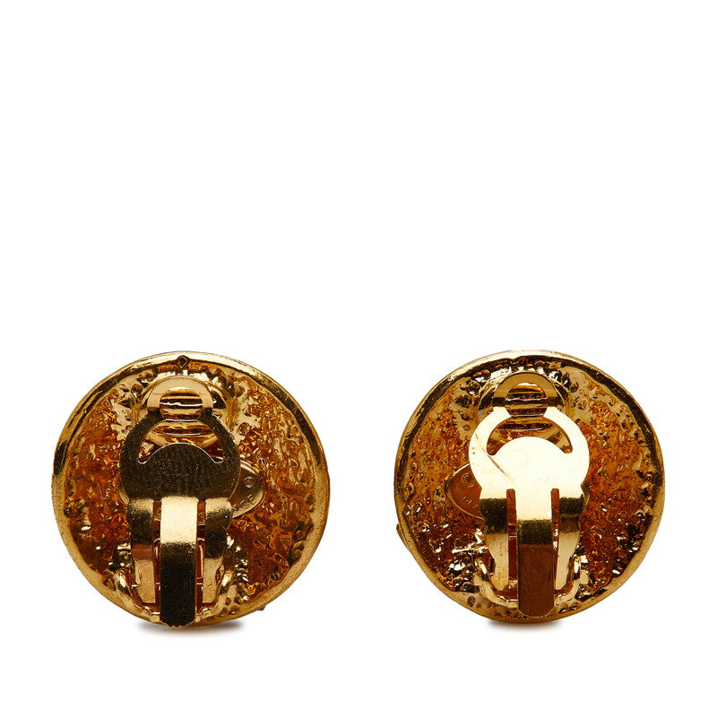 Chanel Vintage Coco Mark Round Earrings Gold Plated Women's