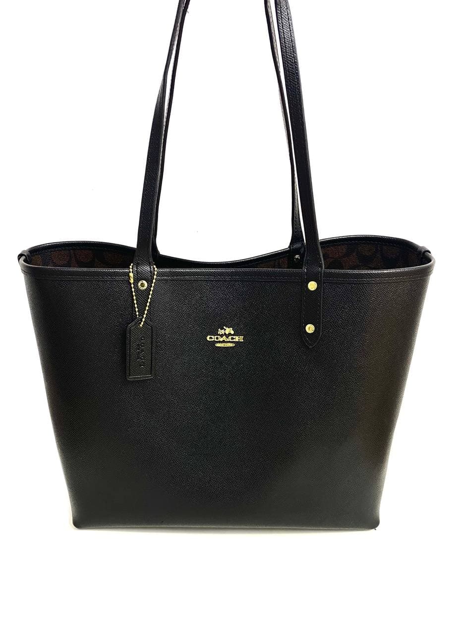 Coach Reversible City Tote Handbag In Black